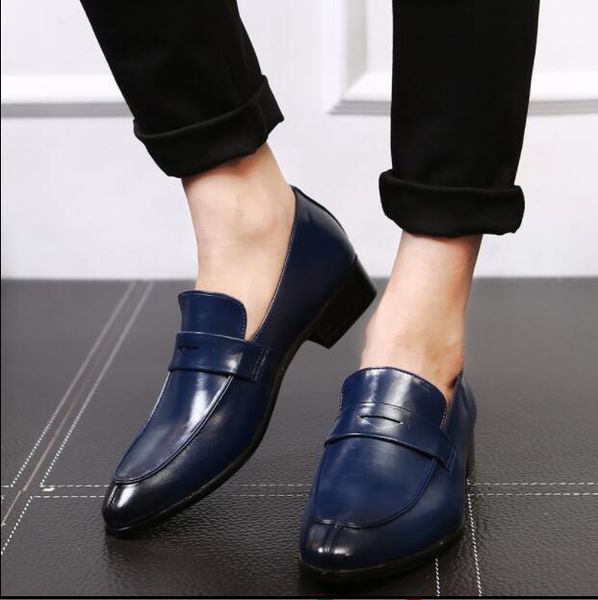 

italian fashion elegant oxford shoes for mens shoes large size men formal shoe leather dress loafers slip on masculino eu39-44, Black