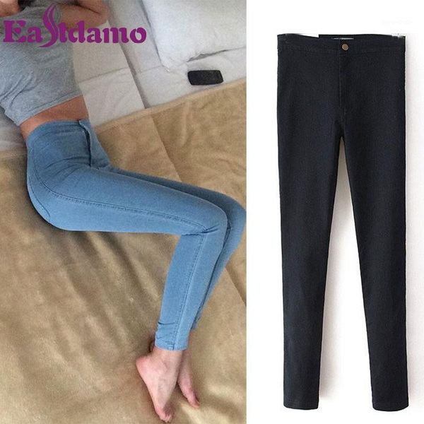 

eastdamo slim jeans for women skinny high waist jeans woman blue denim pencil pants stretch waist women pants plus size1