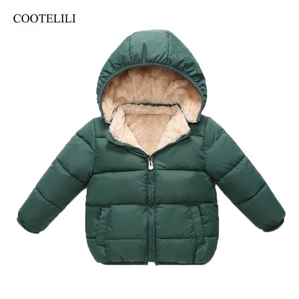 

cootelili fleece winter parkas kids jackets for girls boys warm thick velvet children's coat baby outerwear infant overcoat 201216, Blue;gray