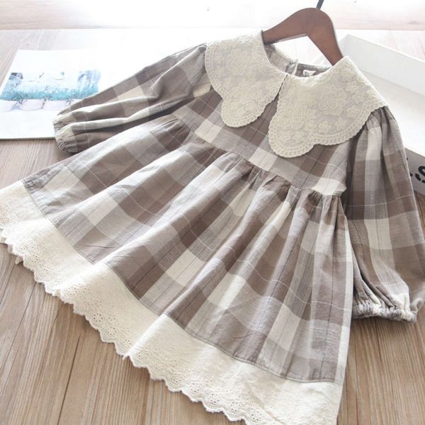 

product girls' 332820 ~ 6682 spring new 2-color lace flower lapel plaid drs ciaxw240, Red;yellow