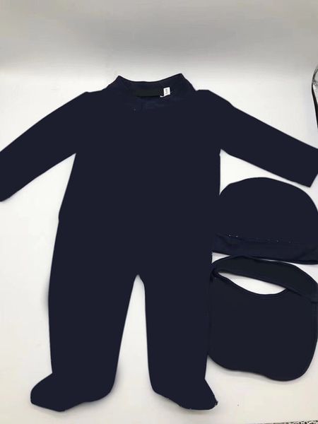 

baby romper clothes newborn boys girls clothes brand tag long sleeves baby jumpsuit infant jumpsuit bib hat 3pcs set for ing, Blue