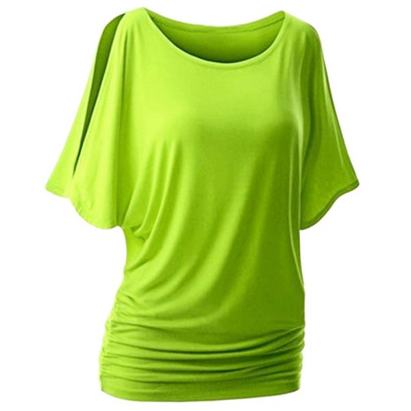 

muyogrt women t-shirt summer shoulder casual loose short bat sleeve female tee shirt wild plus size women clothing, White