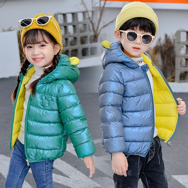 

hipac boy girl winter coat fashion shiny child jacket windproof baby boys girls warm children outfits for kids clothes snowsuit lj201130, Blue;gray