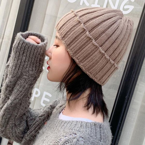 

[rancyword] solid women's autumn winter hats beanie casual girls knitted wool warm hats skullies gj31221, Blue;gray