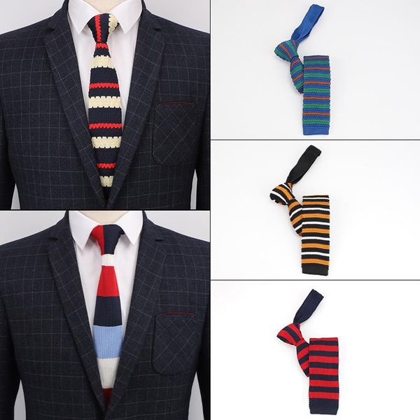 

neck ties 2021 5.5cm classic mens tie knitted necktie for man business wedding gift party cravat, Blue;purple