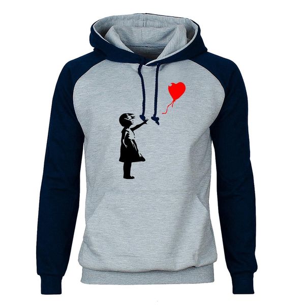 

world peace hoodies sweatshirts men kcco balloon girl banksy love raglan hooded sweatshirt hoodie winter autumn warm streetwear, Black