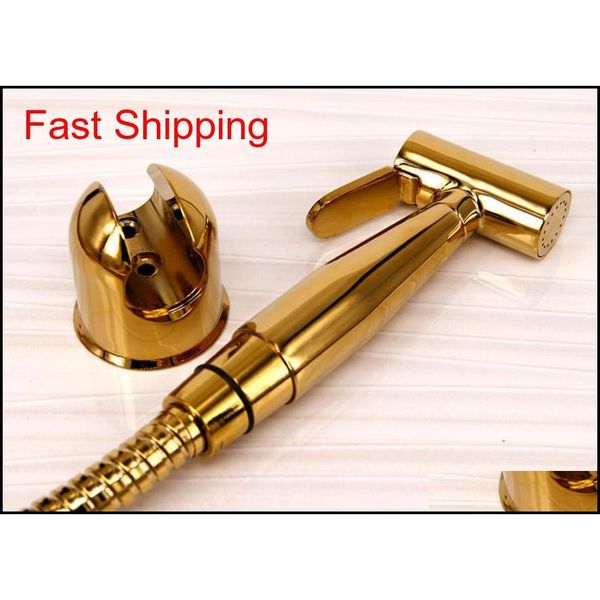 

pvd gold color solid brass handheld bidet sprayer for toilet shattaf kits with 1.5m hose and zinc alloy wall qylnlo yh_pack