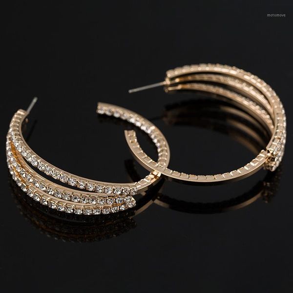 

hoop & huggie yfjewe fashion gold color crystal earrings for women elegant big circle earring jewelry accessories wholesale e2051, Golden;silver