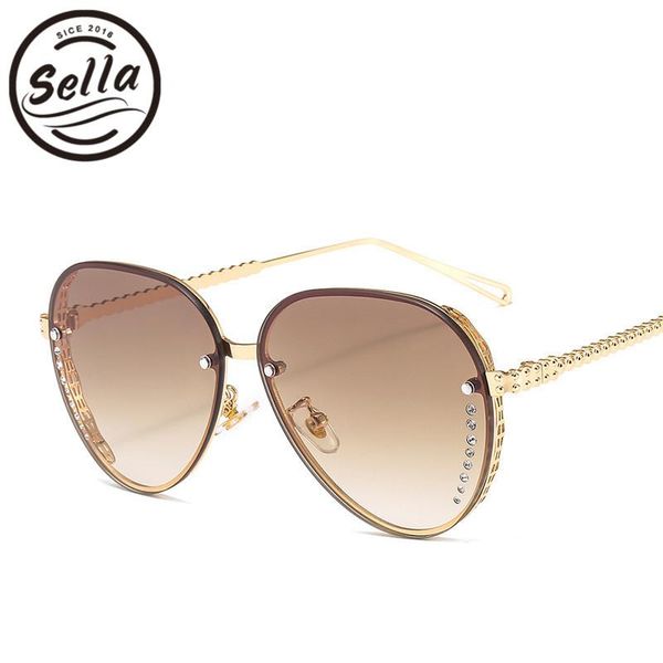 

sunglasses selle 2021 summer trending fashion women pilot alloy frame gradient lens luxury crystal decoration sun glasses, White;black