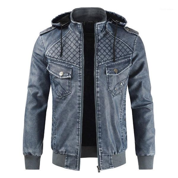 

dropshipping men's leather jackets windproof biker moto outerwear coats thick wool liner brand winter warm hooded clothing plus1, Black;brown