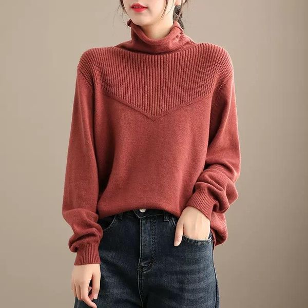 

women's sweaters winter women sweater thicker knitting loose all-match turtleneck vintage, White;black