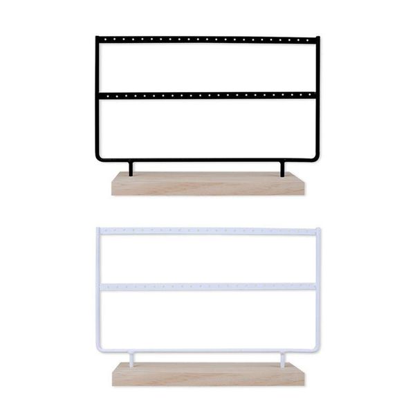 

46-луночная 2 слоя металлические украшения деревянные черные белые ушные шпильки серьги держатель, Pink;blue