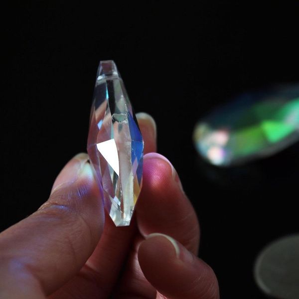 

5pc aurora 38mm iridescent faceted teardrop crystal chandelier prism hanging drop suncatcher fire polished ab charn spacer diy h qylhot
