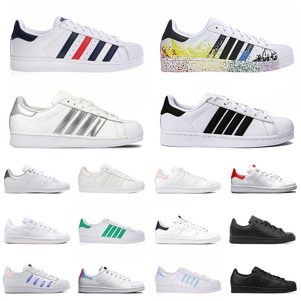 

2021 new fashion men women casual shoes stan smith triple white green black pink superstars university red foundation outdoor sneakers, White;red