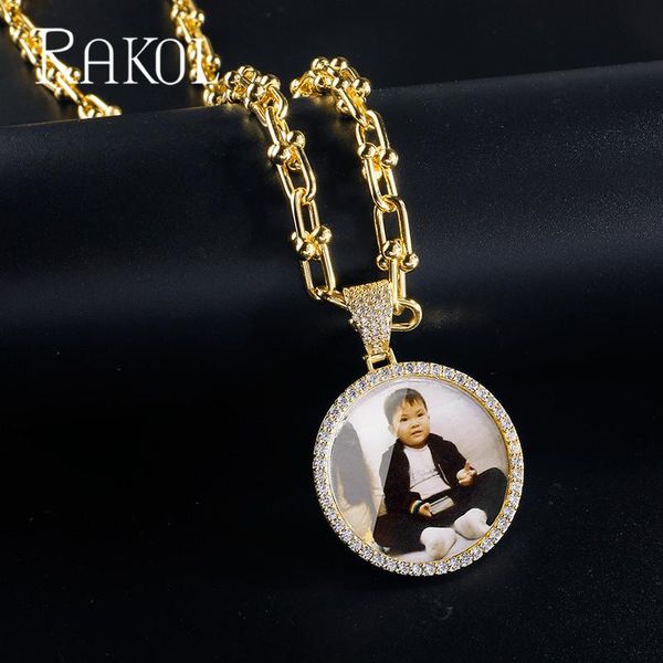 

rakol round circle p medallions necklace & pendant with metal chain gold color cubic zircon men's hip hop jewelry, Silver
