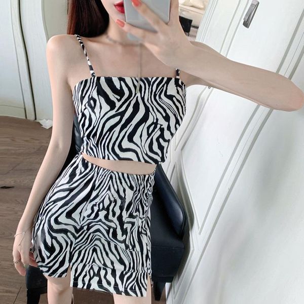 

women skirt set two piece set women clothes women's zebra camisole + skirt two-piece female summer sexy1, Black