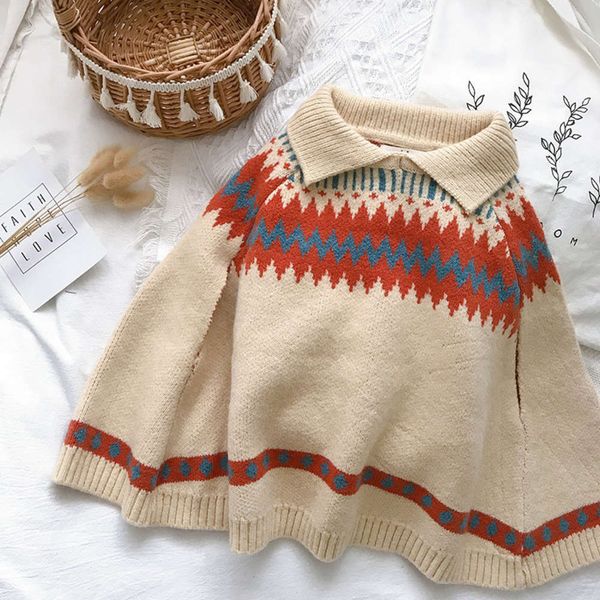 

lapel girls' thickened autumn winter cape svels pullover baby korean bat t-shirt foreign sle children's wear, Black