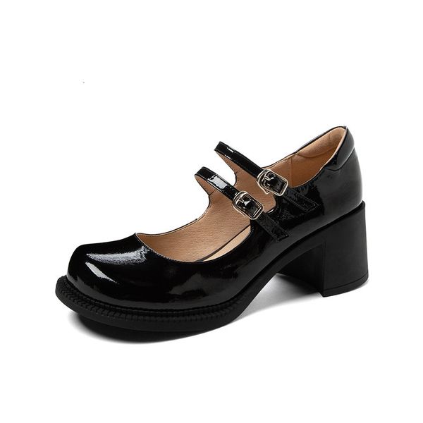 

new genuine 2021 women's pumps mary jane spring-party beige-colored shoes high heels a0dd, Black