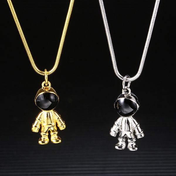 

titanium steel pendant necklace fashion brand astronaut men and women hip-hop hip-hop disco, Silver