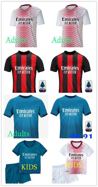 

2020 2021 ac milan ibrahimovic piatek soccer jersey 20 21 football shirt paqueta bennacer rebic men kids football shirt