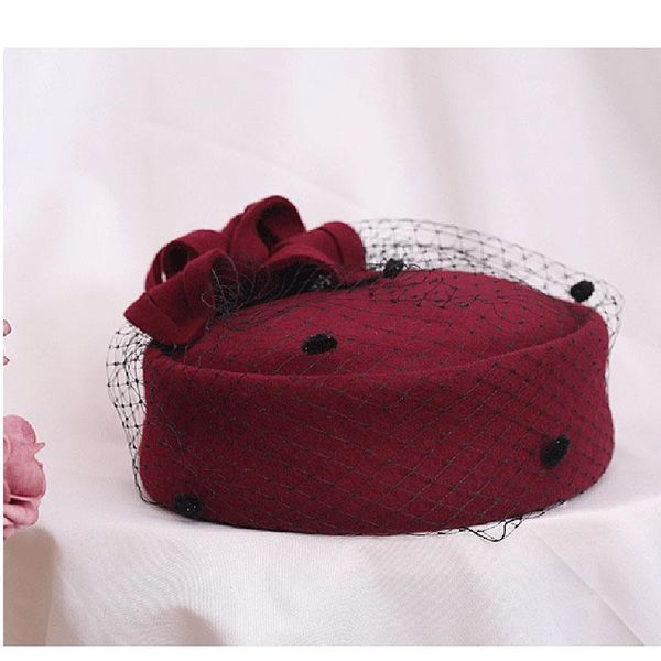 

2019 adjustable fascinating fedoras elegant female wool felt mesh bow floral formal berets fedora hats for women berets lm008 h jlljyr