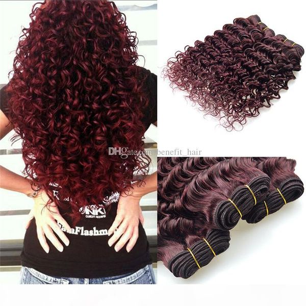

deep wave 9a malaysian 99j virgin 9a human hair extensions deep curly red hair bundles 9a burgundy hair bundles 3pcs lot, Black