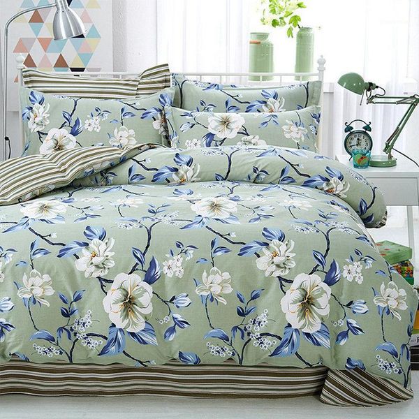 

luxury floral cute children cotton bedding sets 4pcs for bedroom duvet cover+pillowcases cartoon flower kid bedding set1