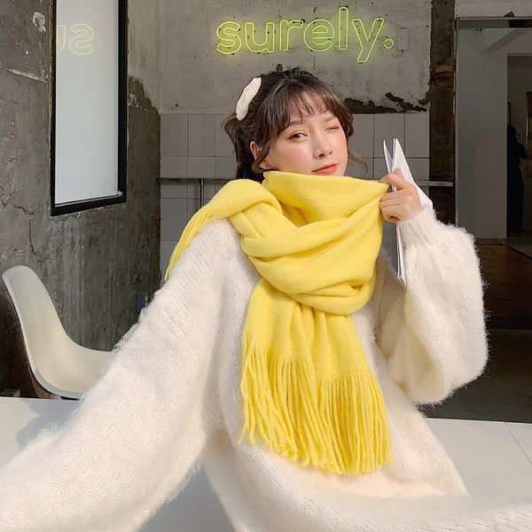 

Scarf Female Winter Student Knitting Wool Cute Ins Japanese Sweet Little Fresh Soft Korean Version Luxury Designer Women Shawl, Blue;gray