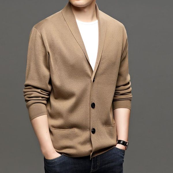 

men's sweaters sweater cardigan long sleeve wool jacket buttons knit coat turn-down collar, White;black