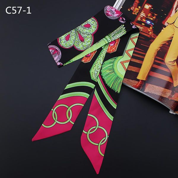 

2020 fashion women handle bag ribbon scarf long skinny female silk hair scarves designer print head band neck tie wmtrfx bdesybag, Blue;gray