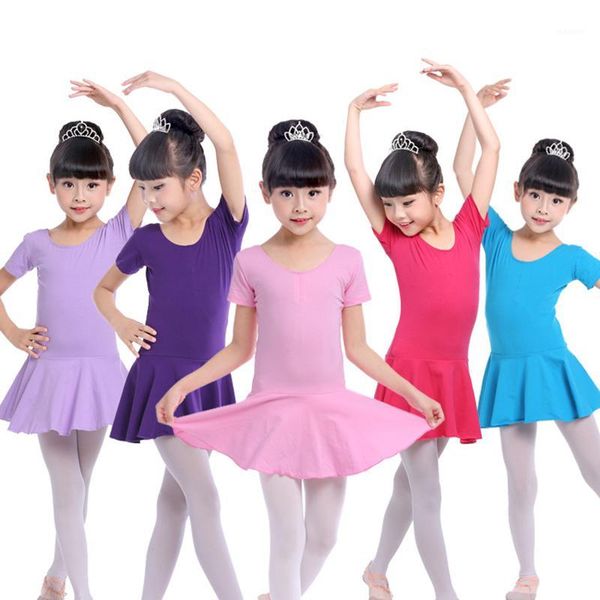 

children's dancers girls cotton spring summer long sleeves short sleeves performing ballet dance leotard dress1, Black;red