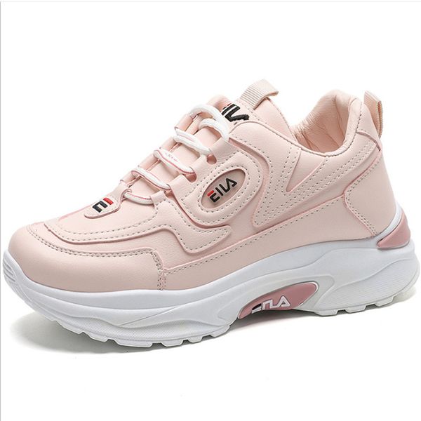 

2020 brand women leather thick-soled sports shoes woman zapatillas mujer wedgerunning shoes fashion designers white sneakers c1120, Black