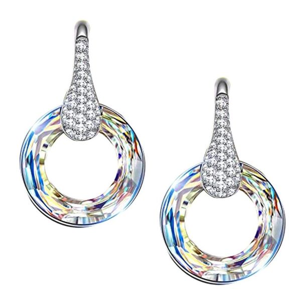 

new fashion colorful crystal zircon women stud earring jewelry wedding party office lady versatile earrings gift, Golden;silver