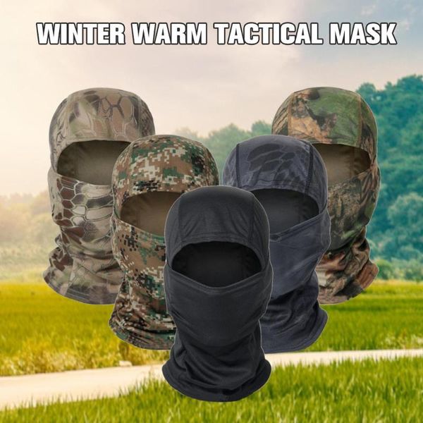 

cycling caps & masks tactical camouflage balaclava full face mask paintball bandana outdoor hunting camo neck gaiter helmet liner cap, Black