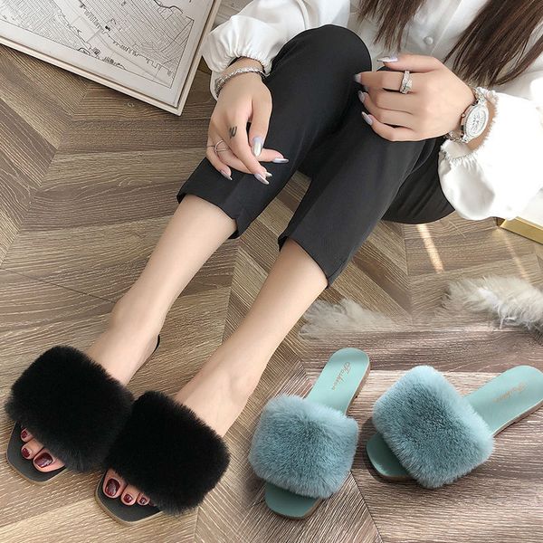 

furry women home cotton slippers autumn and winter wi2y, Black