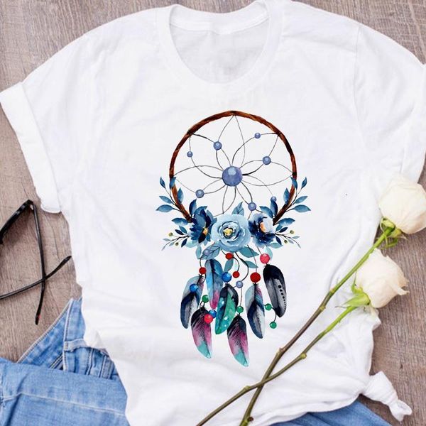 

women graphic feather flower cute girl kawaii fashion clothing cute 90s clothes lady tees female t shirt womens t-shirt, White
