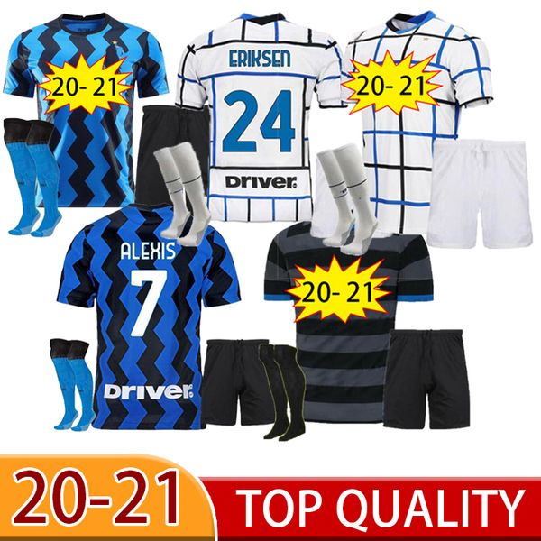 

20 21 new inter milan soccer jersey eriksen lukaku alexis lautaro skriniar 2020 football shirt godín perisic adult+kids kit socks, Black;yellow