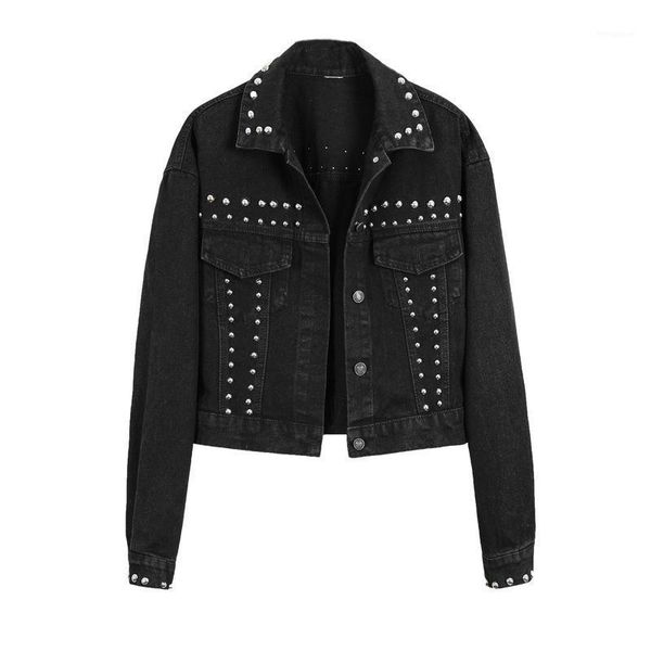 

spring jeans coats and jackets women denim jacket cropped short jean coat women casual rivet black fashion slim denim jackets1, Black;brown