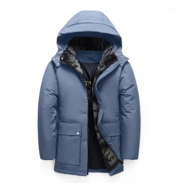 

2020 winter new men's white duck down warm down jacket fashion casual hooded thickened long coat male brand clothes 4xl1, Black