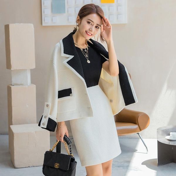 

women's jackets yigelila autumn fashion women tweeds coats elegant turn-down collar office lady coat 91110, Black;brown