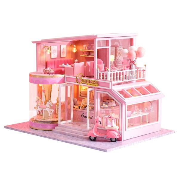 

doll house diy casa miniature music led doll house model wooden furniture decoration dollhouse toys for children birthday gift y200704