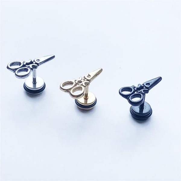 

stud 1 pair scissors earrings woman man fashion jewelry cool ear piercing, Golden;silver
