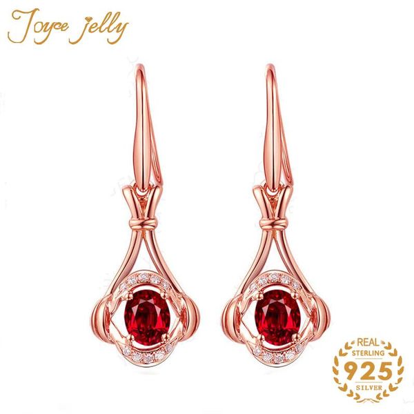 

joycejelly long 925 silver earrings for women gold color fashion drops style ruby engagement party fine gifts wholesale 2021