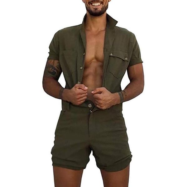 

men's tracksuits home pocket fashion jumpsuit summer pure-colour large size clothes button los hombres conjuntos 2021 arrival, Gray
