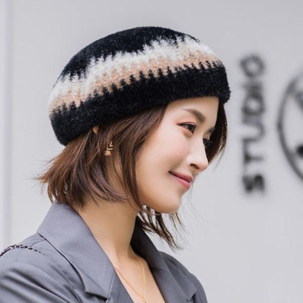 

berets fashion wool winter beret hat femme cap style flat caps casual streetwear, Blue;gray