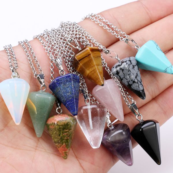 

jewelry crystals 12 healing nature colors/lot amethyst necklace rose quartz bead chakra point women men natural stone pe