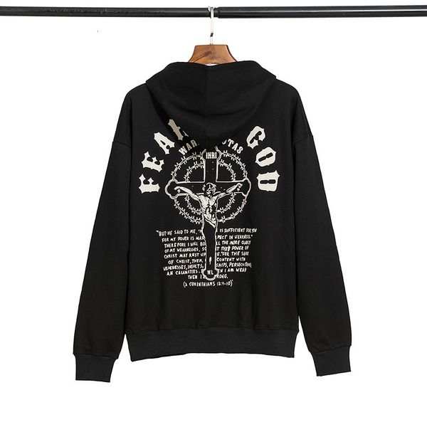 

fog jesus religious exhibition limited cross men's casual hoodie, Black