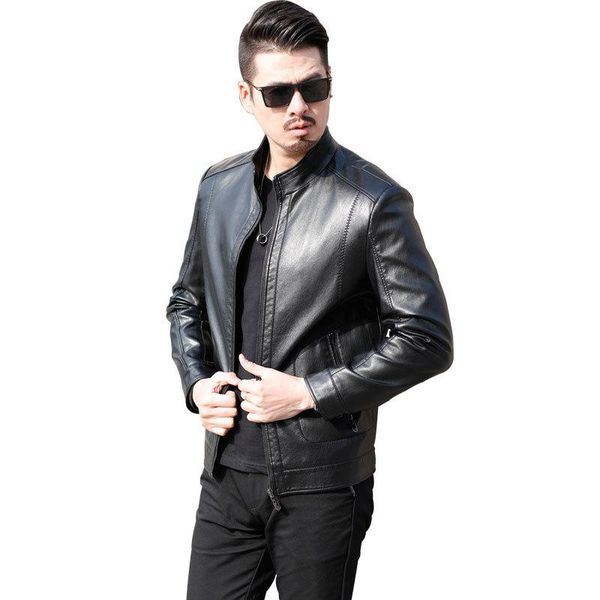 

new 2020 luxury men clothing a good quality fashion casual leather coat men leather jacket mens winter coats plus size m-3xl, Black
