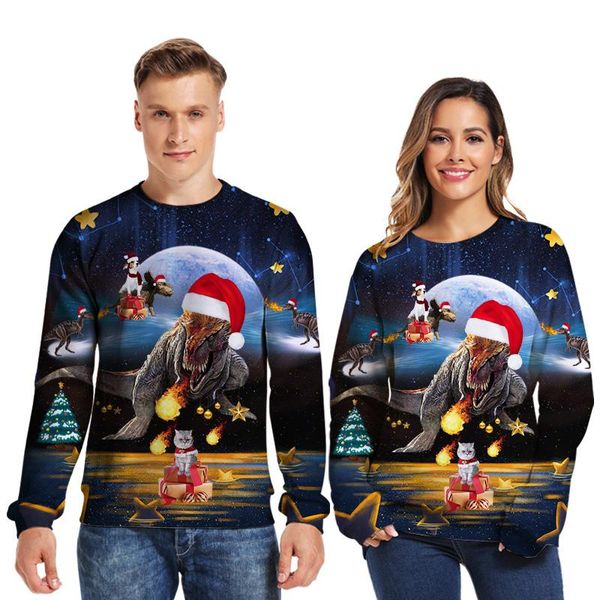 

men's sweaters happy year women men funny animal print pullovers ugly christmas holiday festival gifts for sweatshirts, White;black