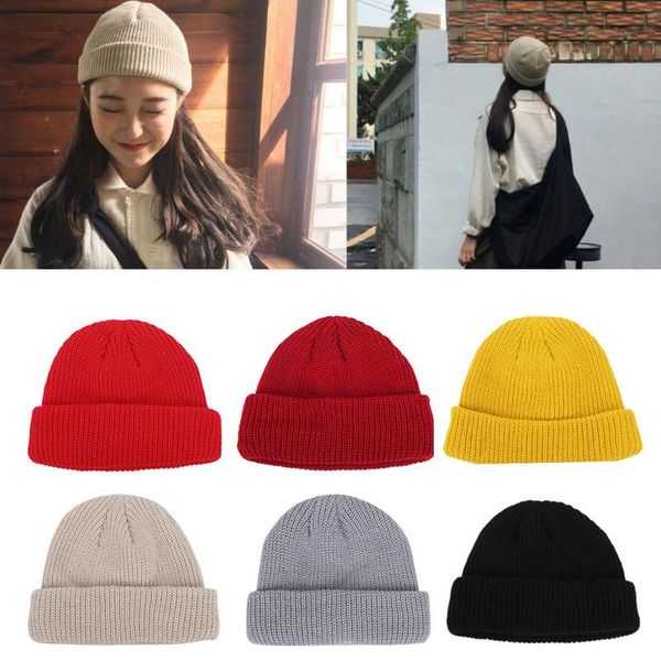 

beanies women's hat winter men warm casual short thread hip hop beanie wool knitted skullcap elastic ski hats